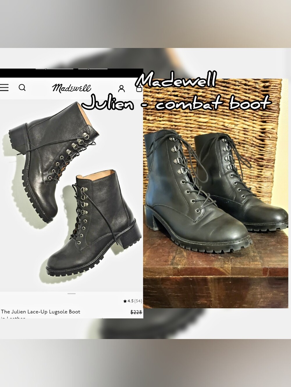 Madewell The Julien Lace-Up Lugsole Boot in Leather Women's Black Size 10